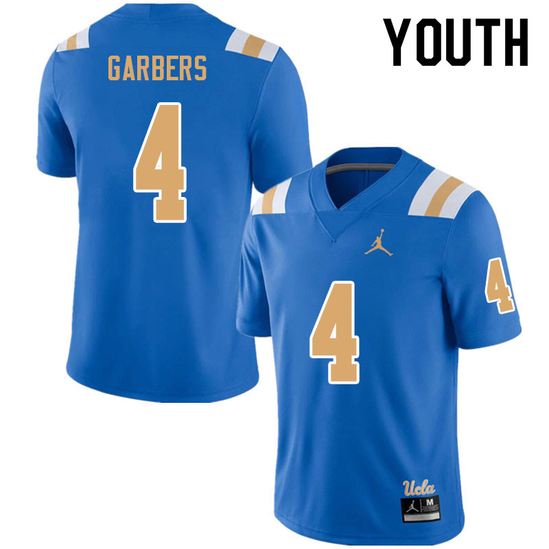 Jordan Brand Youth #4 Ethan Garbers UCLA Bruins College Football Jerseys Sale-Blue - Click Image to Close